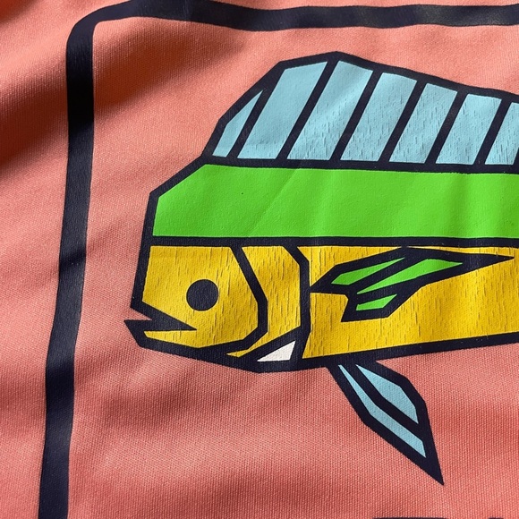 Rig and Water Pink/Coral Short Sleeve Polyester Fishing Shirt Men's XL - Picture 6 of 8